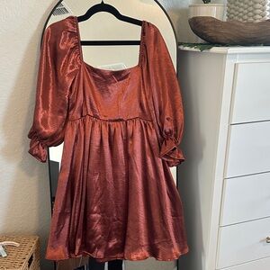 Entro Copper Satin Dress